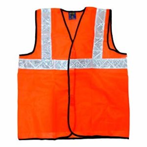 Safety Jackets-Polyester mesh in 1 inch reflective PVC tape in orange color