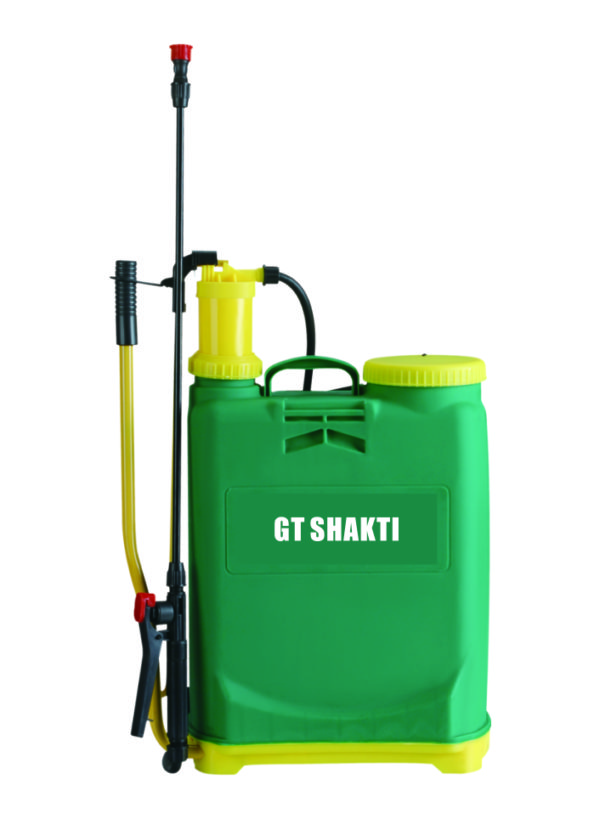 GT Shakti-16 Liter Backpack Hand Operated Sprayer. It comes in two model. Hand operated spray pump comes inn 16 liter ppp plastic tank at best price.